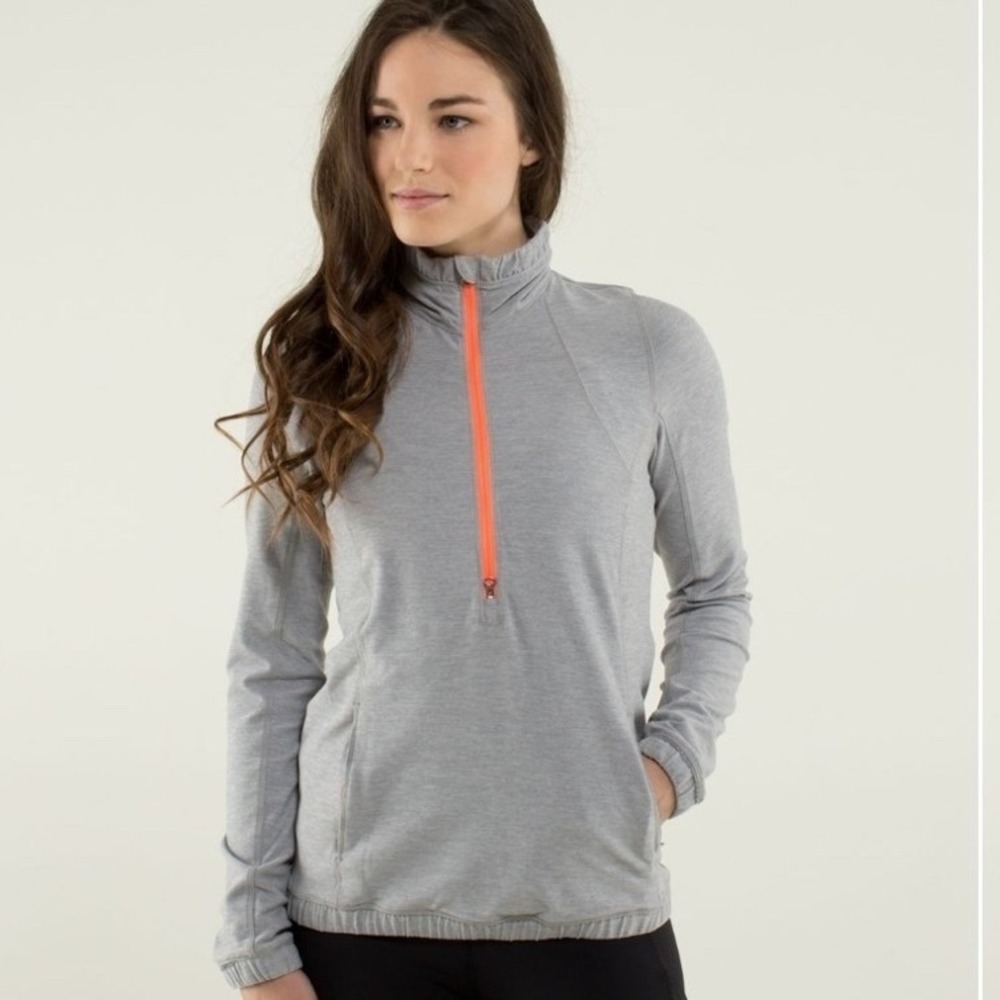 Lululemon Forthright 1/2 Zip Grey Heathered‎ Long Sleeve Pullover Size 6